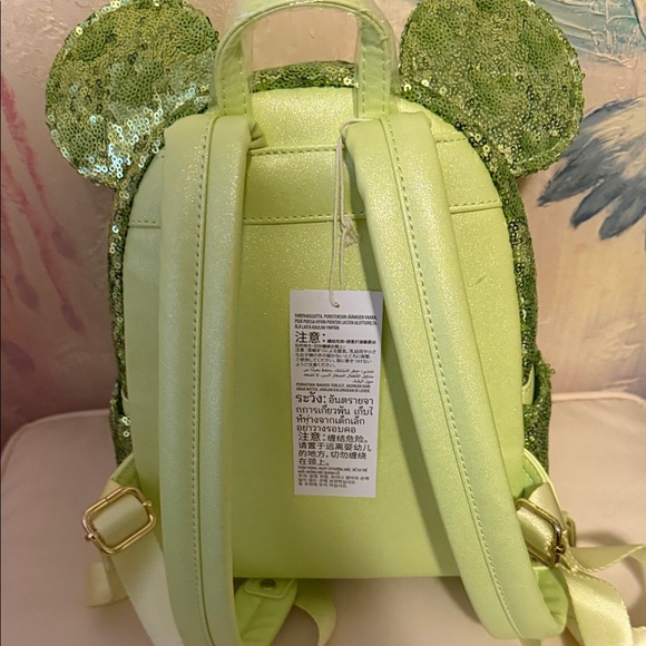 Loungefly Disney Parks Minnie ears TinkerBell Sequin Backpack New! PRICE FIRM - Picture 5 of 9
